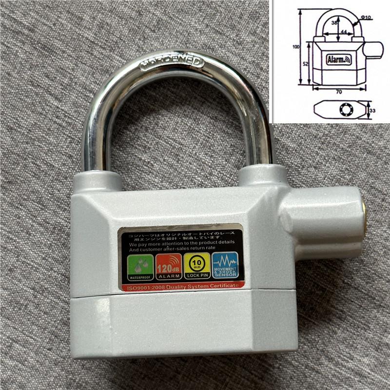 Falante Waterproof Alarm Door Padlock 110db Siren Alarm Lock Universal Anti-Theft Padlock for Bicycle Motorcycle Door Gate