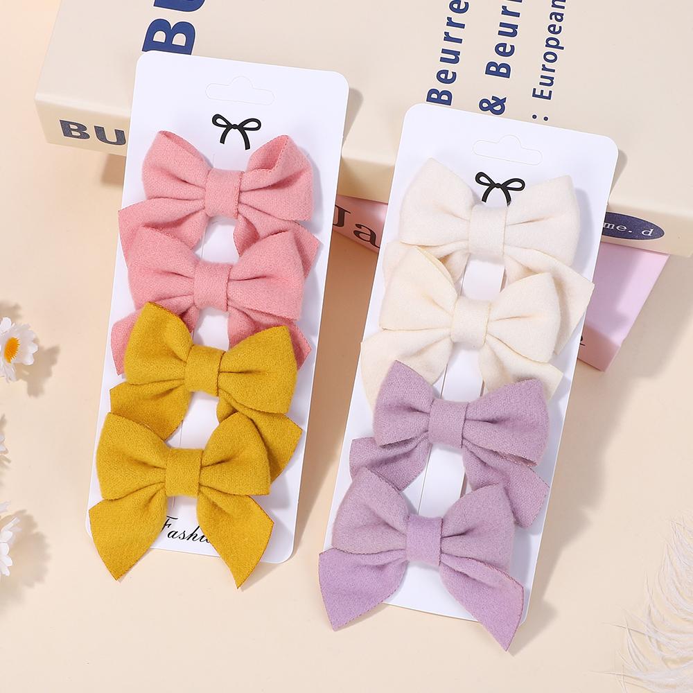 Random 4-piece of Hair Bows Hair Clips Sets Girls Lovely Bowknot Hairgripes Gift Sweet Vacation Style Headwear Promotion