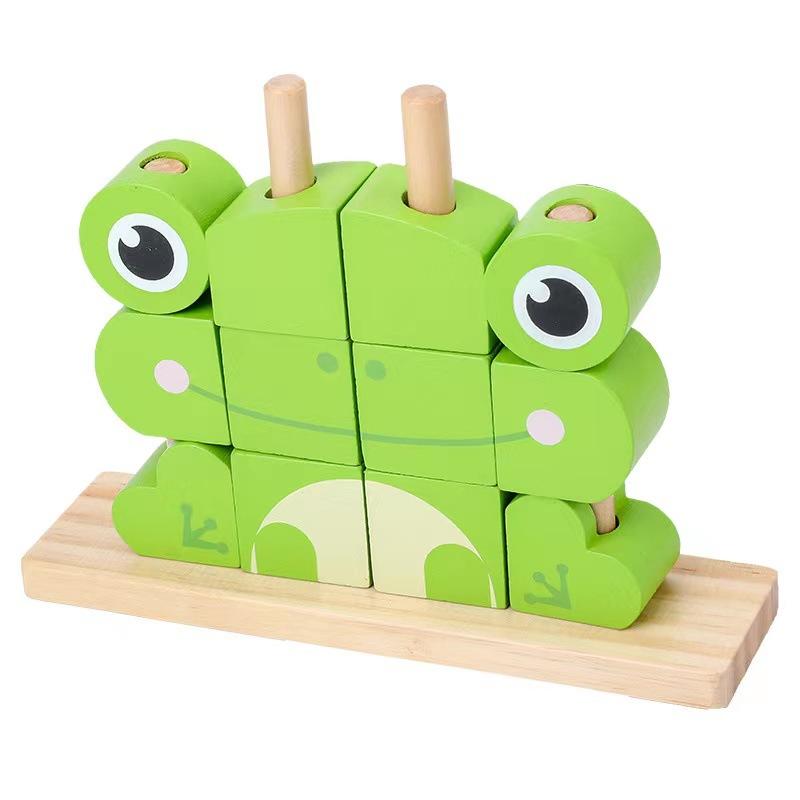 Wooden Early Education Bunny Day And Night Color Toy Car Children'S Educational Creative Splicing Building Block Baby