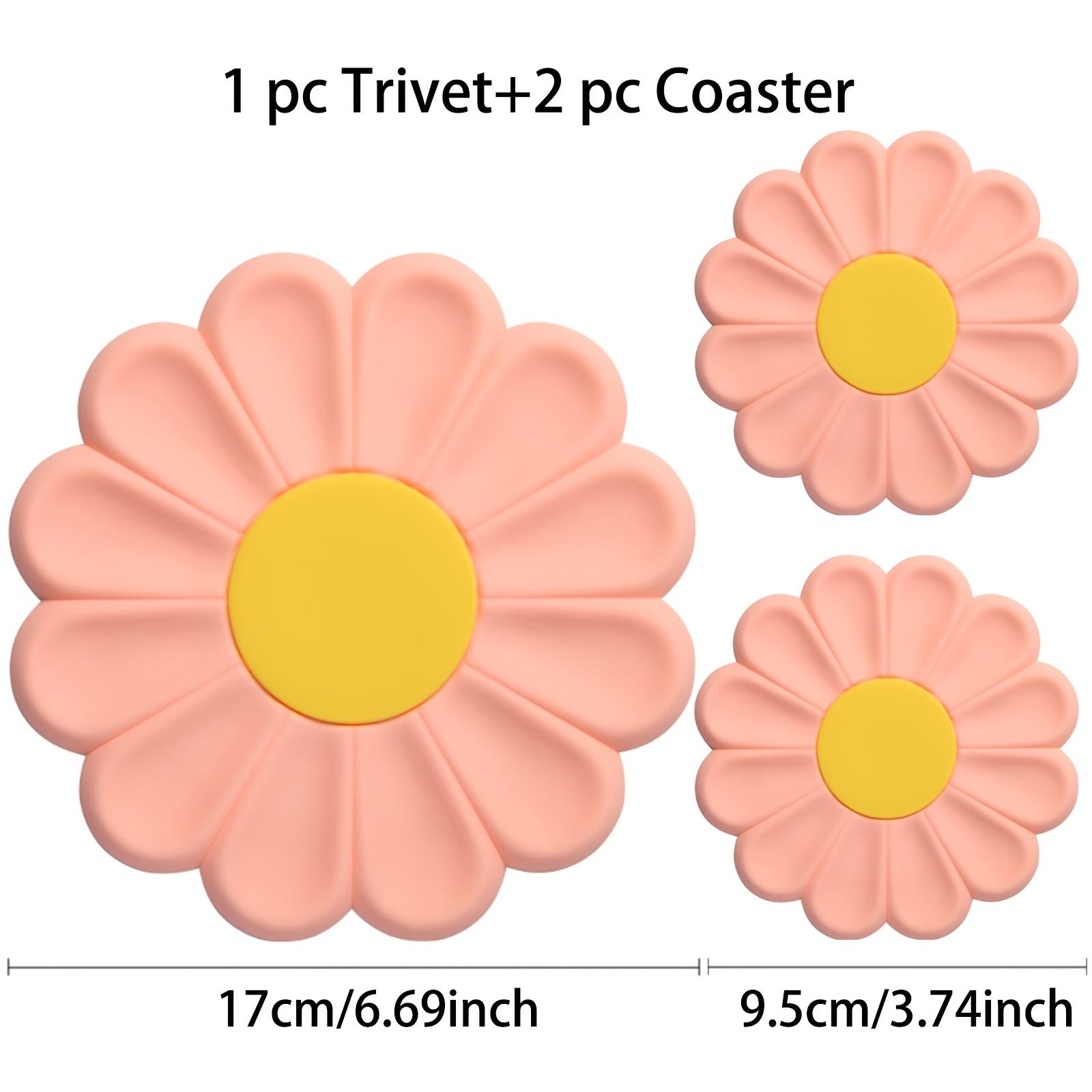 

Three-piece set of daisy silicone pot mats - Heat-resistant non-slip kitchen mat Suitable for cookware Pans and utensils - Christmas and 3Pieces розовый