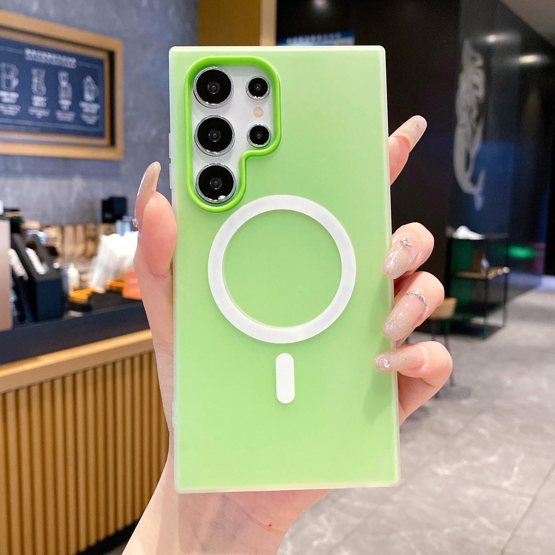 

Розкішний Колір Цукерки Для Magsafe Чохол для Samsung Galaxy S25 S24 FE S23 Plus S22 Ultra A16 A26 A36 A26 A17 A07 A56 Магнітна Кришка For Samsung A05 зелений