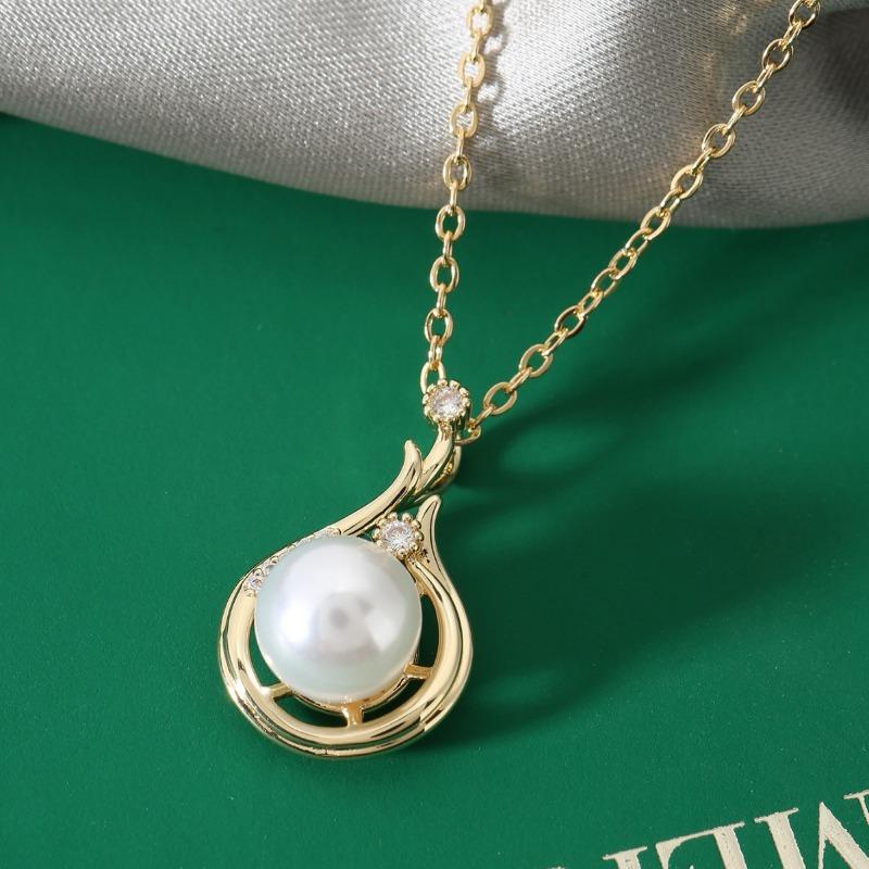 Imitation Pearl Fashion Simple Women's Pendant Necklace High-end Niche Design Round Clavicle