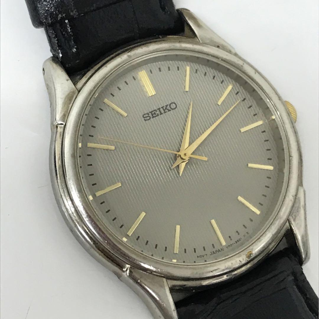 

[USED] Working Seiko QZ V701-1920 Gray Dial Round Men s Watch