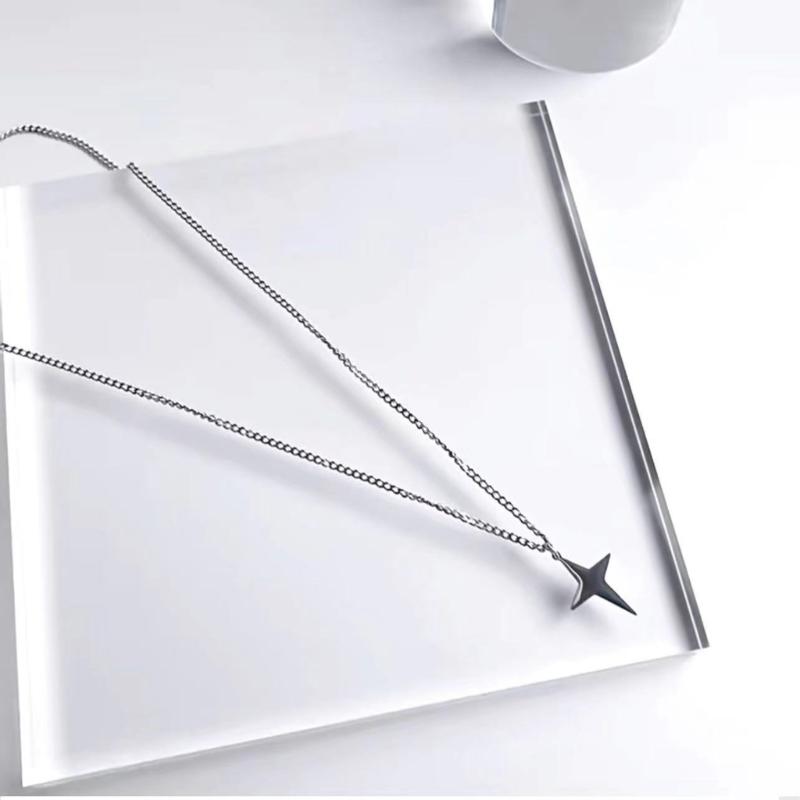 Collier Pendentif Étoile de Mode Simple Chaînes Ras du Cou Couleur Vintage pour Femmes Hommes Couples Cadeau Saint-Valentin