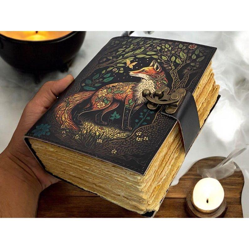 

Большой гримуар на 200 страниц, винтажный кожаный журнал, толстый журнал «Древо жизни», пустая книга теней для заклинаний, небесные подарки для него/нее 7 x 5 in