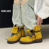 2025 new Korean version thick-soled non-slip matte leather Martin boots women's breathable short boots heightening casual shoes fashionable and ver