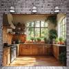 2D Vintage Countryside Wooden Kitchen Backdrop Food Blogger Shooting Background Cloth