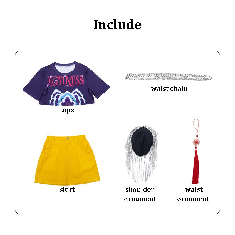 KPop Mira Cosplay Kostüm Oberteil Rock Zubehör Set Mira Perücke Damen Halloween Karneval Party Rollenspiel Outfit Anzug