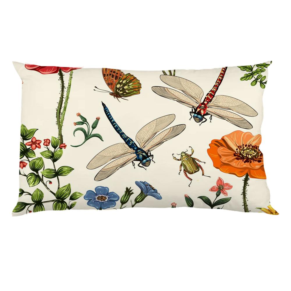 1PC Flower And Butterfly Pattern Throw Pillowcase,Rectangular Pillowcase for Sofa and Bed Couch,Home Decoration 30X50cmOne Sides