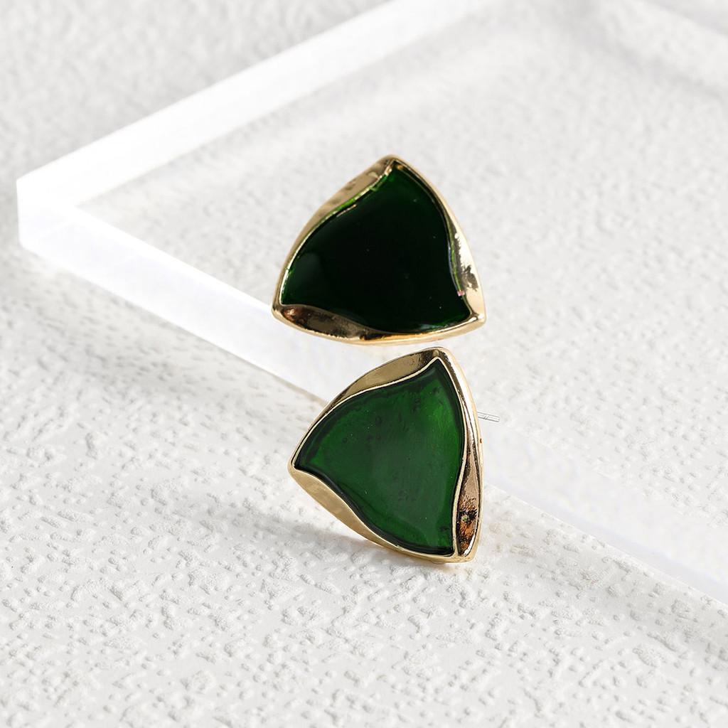 Stylish Geometric Alloy Earrings Modern Versatile Triangular Studs For Women