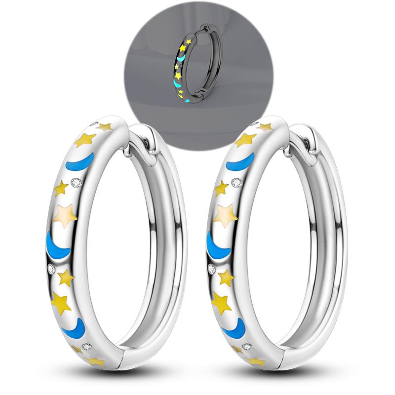 Stars Moon Sun Stud Earrings 925 Silver Hoop Earring Zircon For Women Making Jewelry Gift For Girl Women