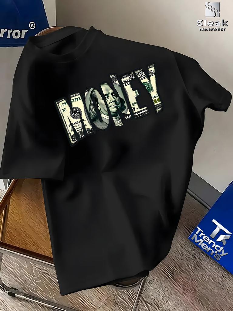 Regular Fit Graphic Tee A Daily Eyecatching Style For Unisex Money Themed Print Unisexs Tshirt