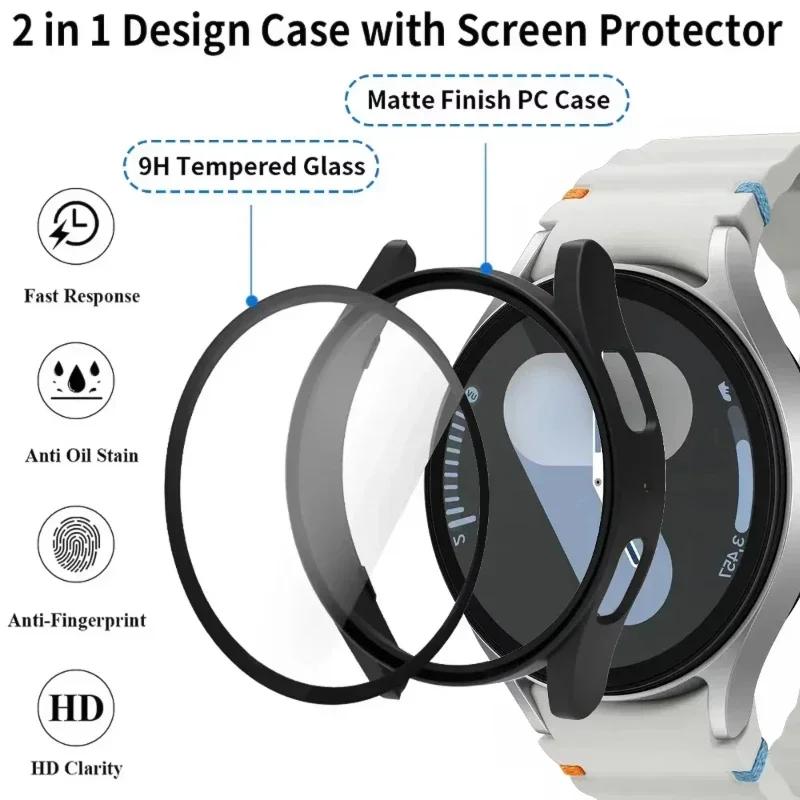 Case+Strap for Samsung Galaxy Watch 7 6 5 4 40mm 44mm Silicone Official Band PC Protector Cover Bumper Accessorie Galaxy Watch 7