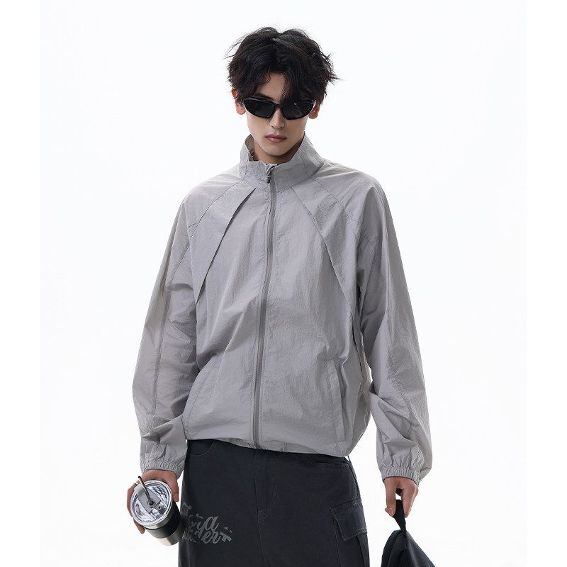 

Acrardic Summer Thin Deconstructed Outdoor Sun Protection Clothing Men Vibe Loose-Leaf Cut Pu Handsome Sports Breathable Outerwear Dark gray 2XL