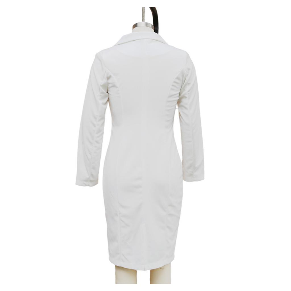 Women's Double-Breasted Blazer Dress, Long Sleeve Office Dress with Notched Lapel, Professional Workwear for Business Casual Commute