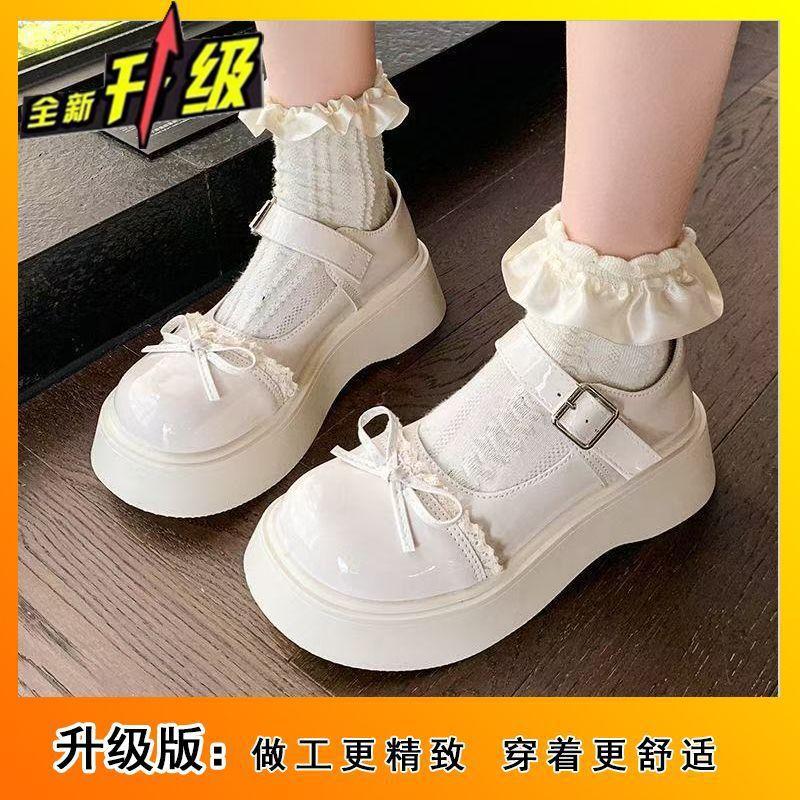 

Mary Jane bow small leather shoes women s 2025 new autumn platform muffin single shoes black bright upgraded version 40 бежевый