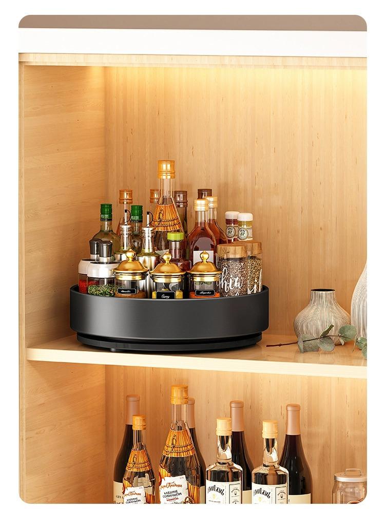 Multifunctional Spice Rack: Complete Set for Oil, Salt, Soy Sauce, Vinegar, and Condiments with Rotating Kitchen Countertop Storage.