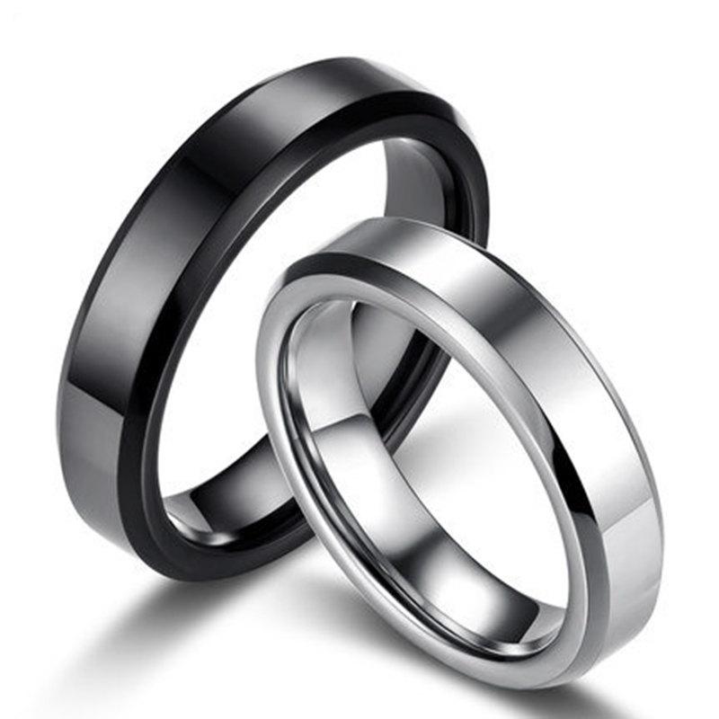 4mm Simple Smooth Women Rings Black Stainless Steel Men Rings Birthday