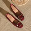 Customized~ Low-heeled Single Shoes Femininity 2025 Spring and Autumn New Patent Leather Square-headed Grandma Shoes Red Thick-heeled High Heels