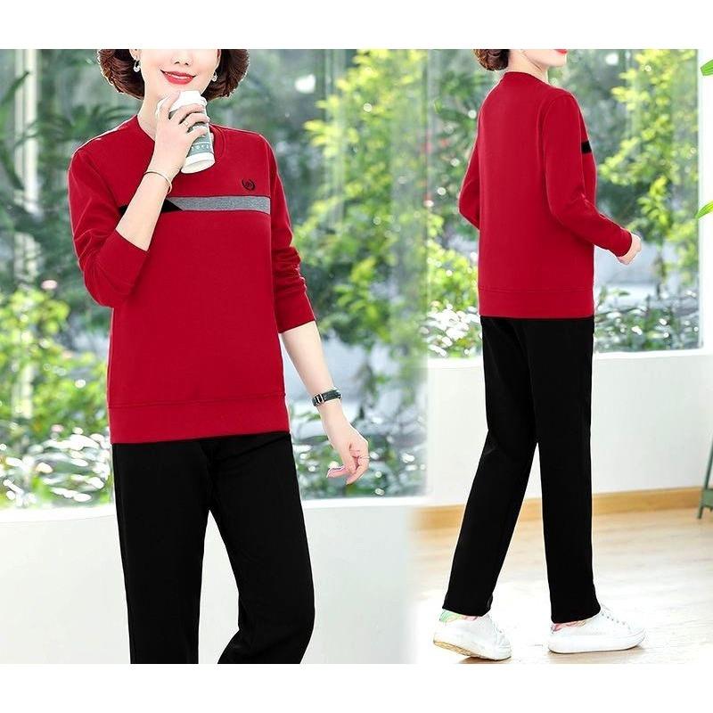 Sportswear Suit for Middle-aged and Elderly Women's Spring and Autumn Mom's Fashion Running and Casual Two-piece Set