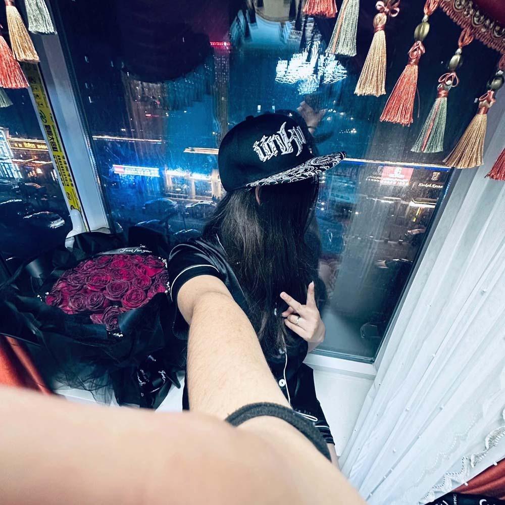 Adjustable Letter Embroidery Flat Brim Hat Korean Style Street Style Baseball Cap Women