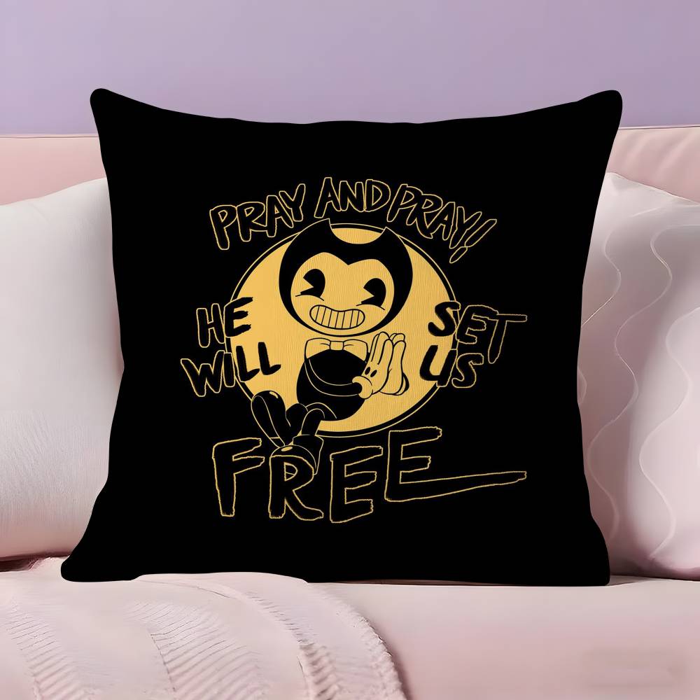 Anime Bendy And Theink Machine Pillow Case Ultra Soft Skin Friendly Fabric Cloud Like Comfort & Concealed Zipper