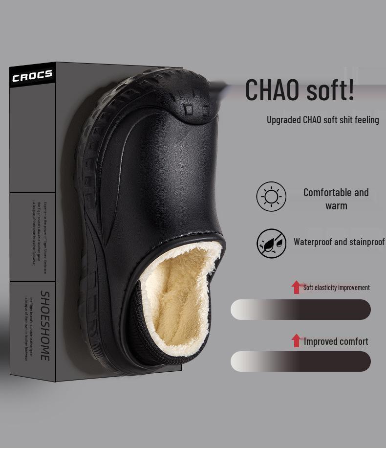 2025 Winter Waterproof Cotton Slippers: Warm, Slip-On, Fleece-Lined, Heel-Covered for Men & Women