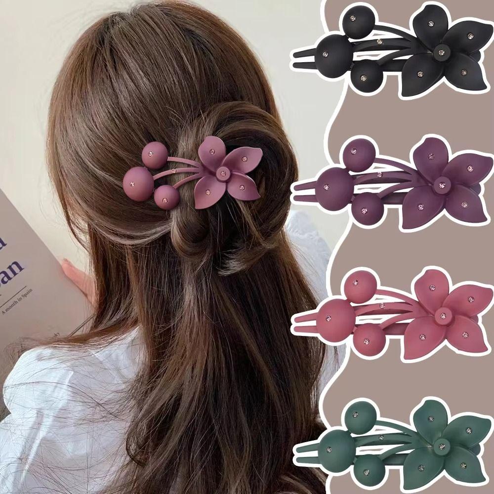 Acrylic Rhinestones Flower Hairpin Matte Hair Accessories Fashion Frosted Flower Hair Clips Girls