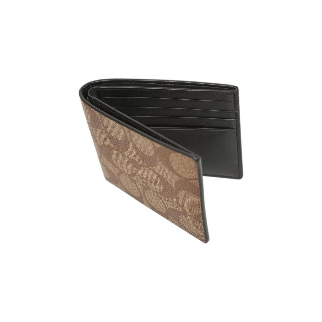 Coach Billfold Wallet 10 Compact Multi-Card Short Folding Men Wallet Khaki 66551-QBTN2