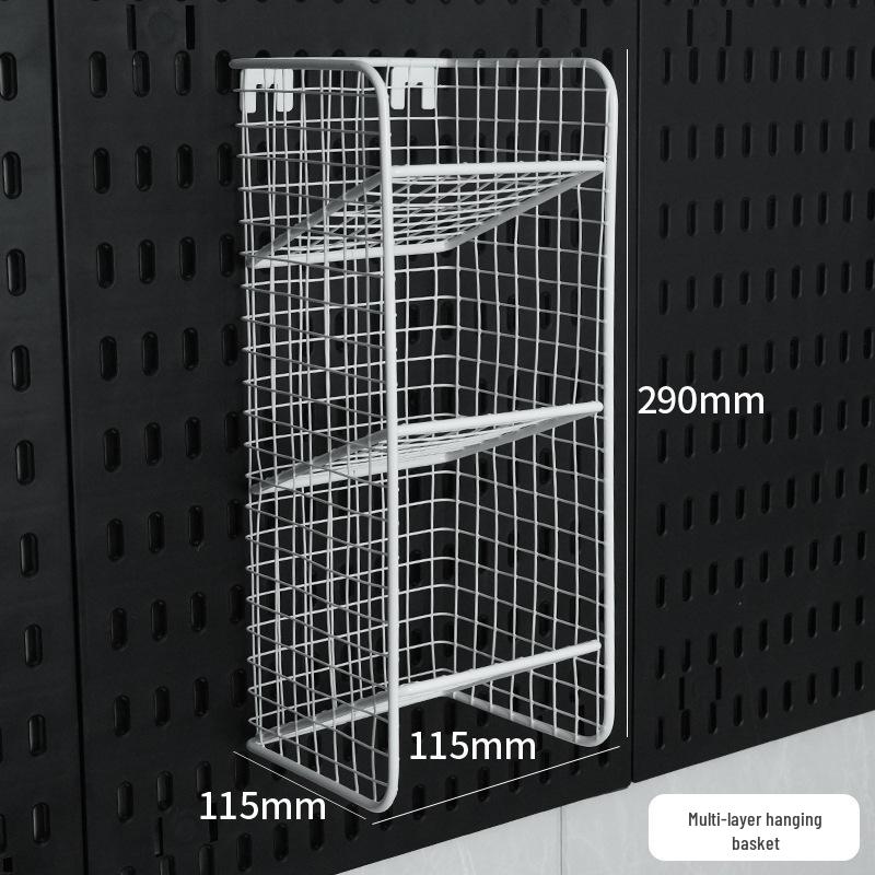 Wall-Mounted Pegboard Organizer with Accessories: Versatile Punch-Free Hanging System for Kitchens, Tool Rooms, and E-Sports Rooms.