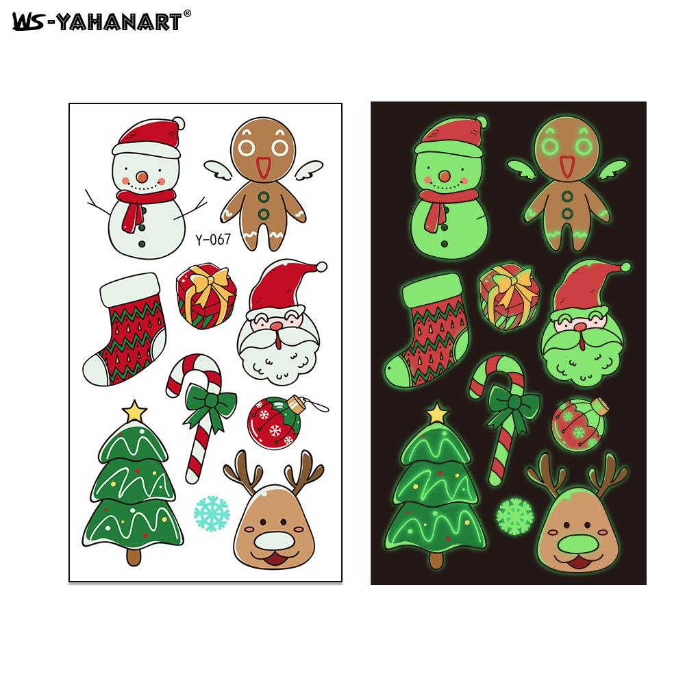 

Креативные светящиеся тату-наклейки на Рождество и Новый год для детей - Дизайны со снежинками и Сантой OPP Bag Packaging