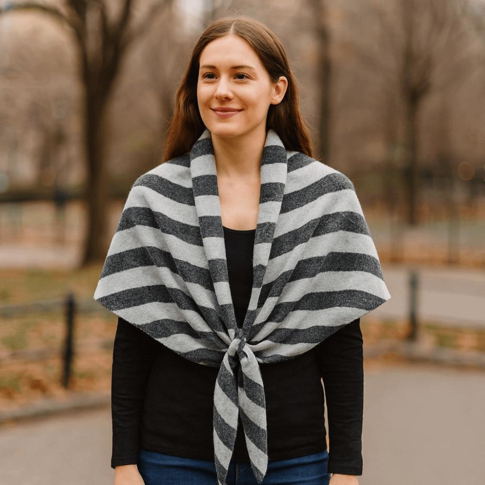 Plush Knitted Triangle Scarf Korean Style Cape Wraps Retro Striped Scarf  Autumn Winter