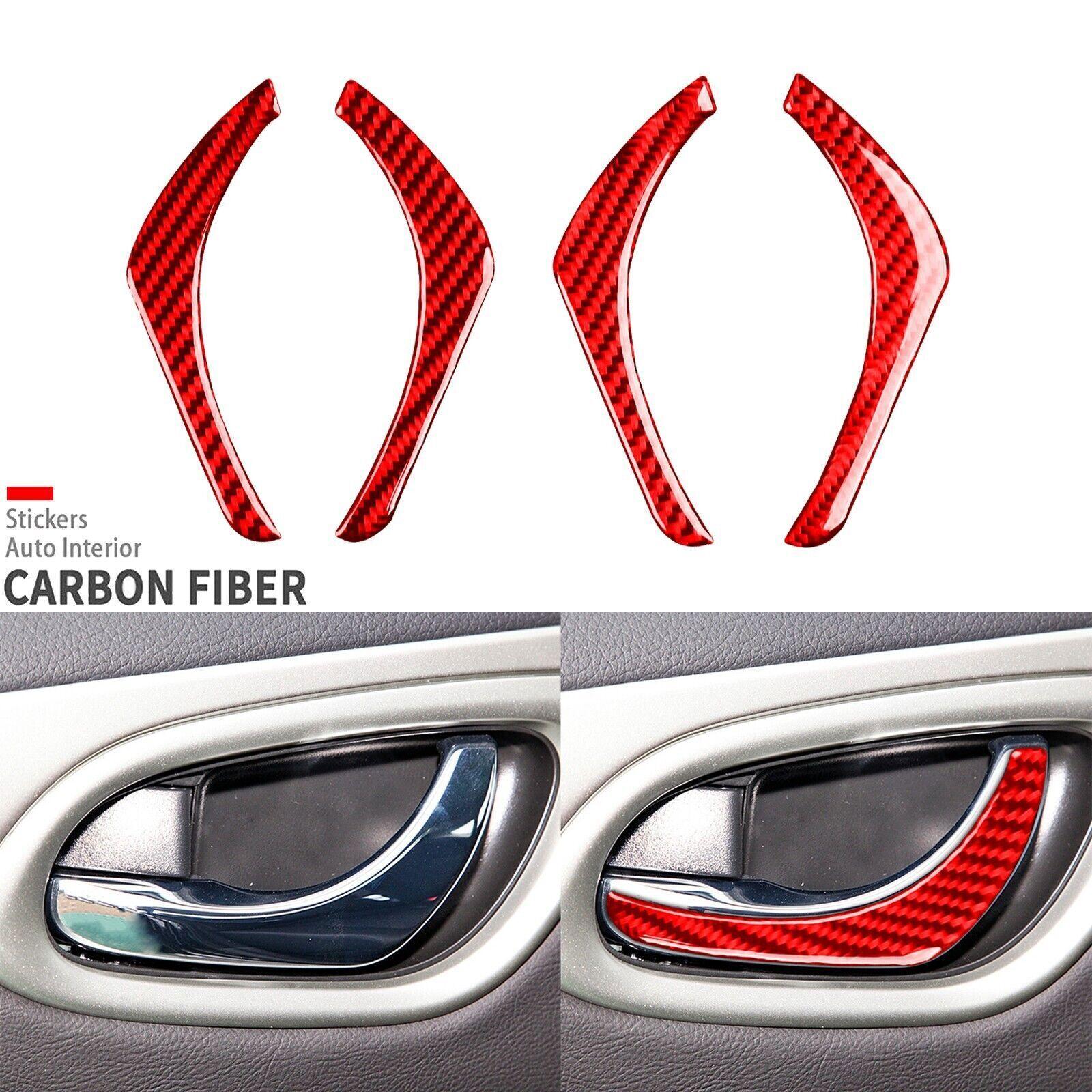 4Pcs Red Carbon Fiber Interior Door Handle Cover Trim For Nissan Sentra 2016-21