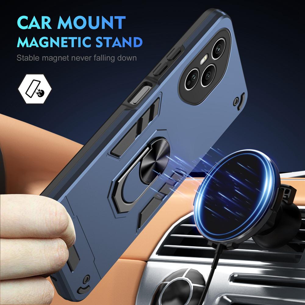 KEYSION Shockproof Armor Case for HONOR 400 Pro 5G Soft Silicone+PC Metal Ring Stand Phone Back Cover for Huawei Honor 400 5G