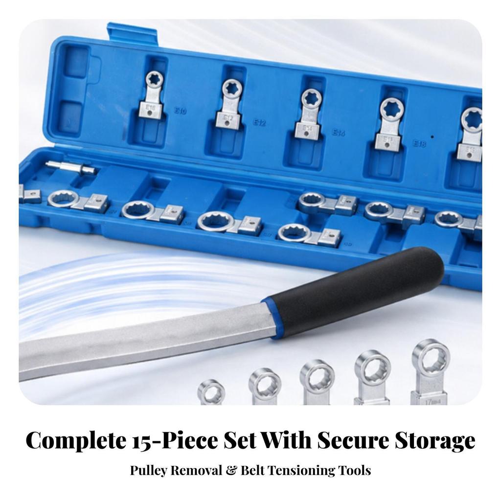 15 Pieces Belt and Pulley Tool Rust Resistant for Garage Repairs, Auto Mechanics