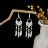 Vintage Miao Silver Minority Wind Earrings Personalized Bohemian Style Flower Long Fringed Earrings