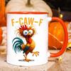 Funny F-Caw-F Chicken Coffee Mug 350ml Novelty Ceramic Rooster Coffee Mugs Tea Cup For Men Women Friends Chicken Lovers