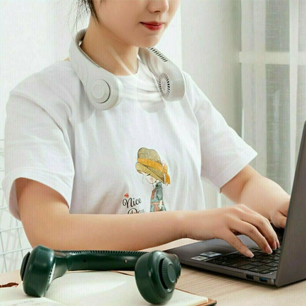 (Green) Portable Bladeless Cooling Fan Neck Fan Hands-Free