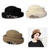 Vintage Woolen Felt Top Hat for Women Girls Painter Cap Windproof Chauffeur Hat Adult Cold Weather Beanie Cap Headdress