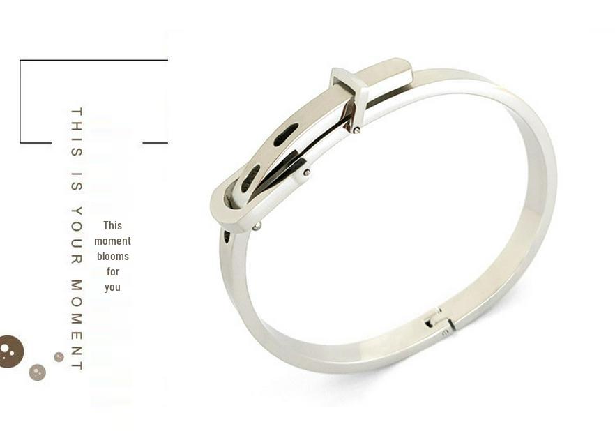 Korean-Style Titanium Steel Buckle Bracelet with Rose Gold Geometric Elements & Multi-color Options