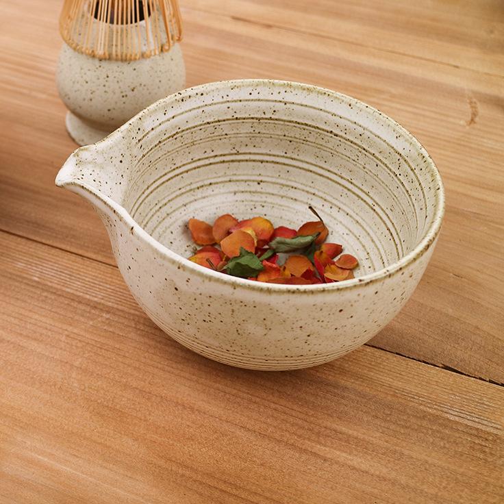 Ceramic Matcha Bowl & Chasen Stand Set with Kiln-Changed Stirrer Brush - Japanese Tea Ceremony Tools