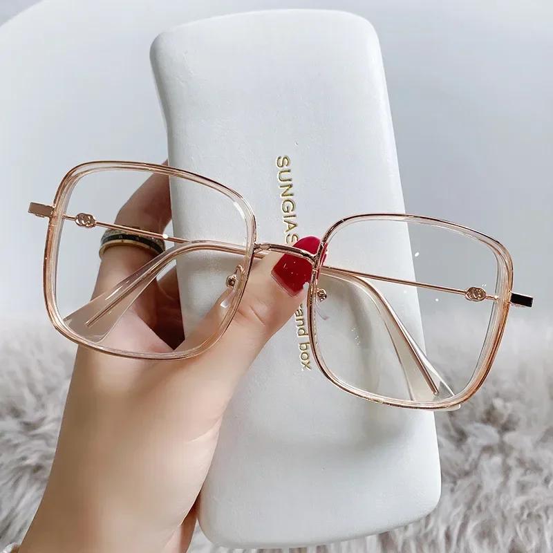 Fashion Anti-blue Light Myopia Glasses Classic Luxury Unisex Minus Diopter Eyeglasses Men Women Large Frame Eyewear 0 To -6.0