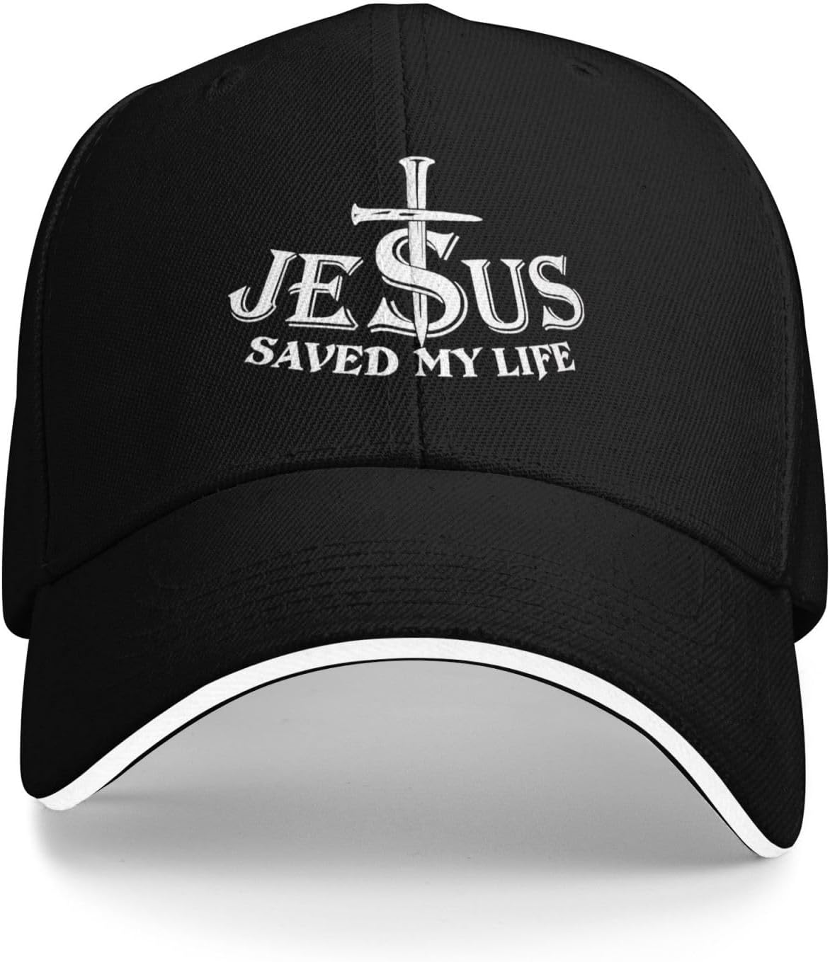 Jesus Saved My Life Cross Christian Baseball Cap Adjustable Polyester Outdoor Sports Sun Hat One Size