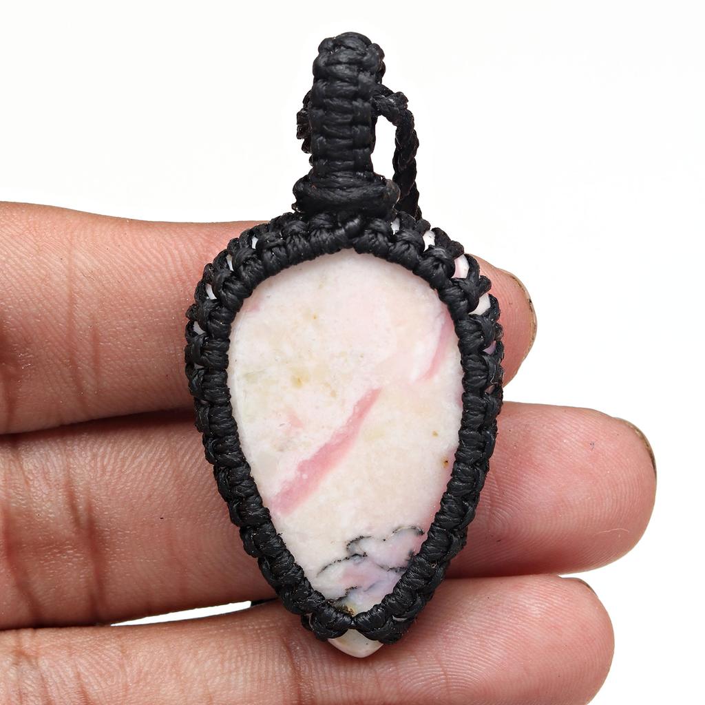 Macrame Pink Opal Thread Gemstone Handmade Jewelry 20-36''Ad Ethnic Necklace