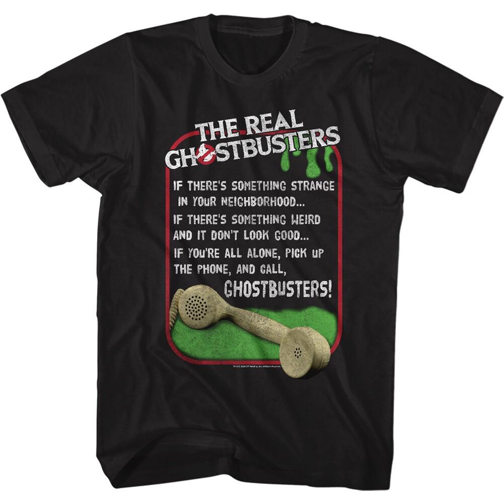 

The Real Ghostbusters Movie T-Shirt SOMETHING STRANGE Black Cotton SM5XL Unisex T-Shirt S