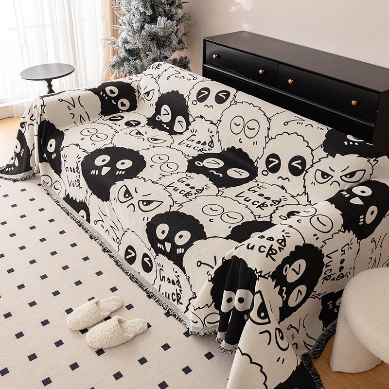 Cartoon Cute Sofa Cover Cover Black Cinder Block Sofa Towel Four Seasons Universal Anti Cat Scratch Sofa Cover Cloth Dust Sofa Blanket