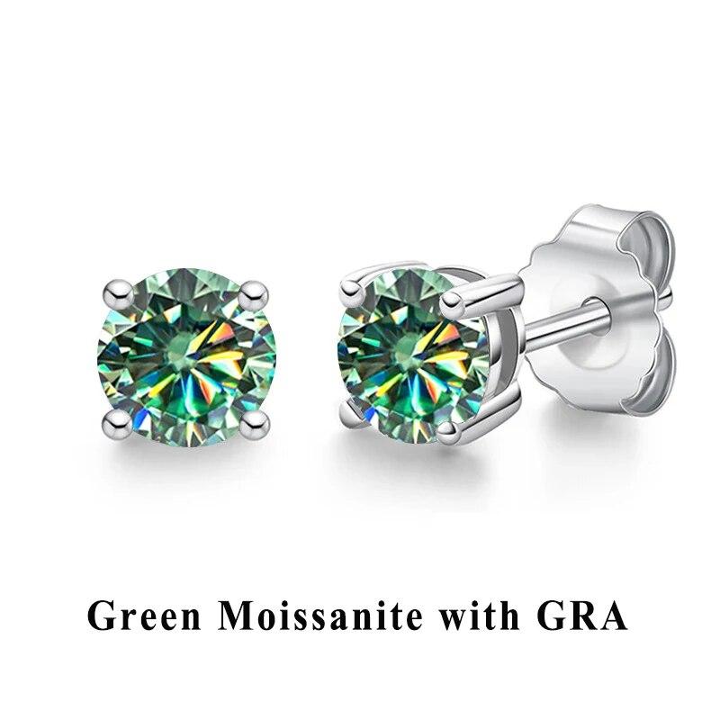 D Color VVS1 Moissanite Stud Earrings For Women 925 Sterling Silver Platinum Finish 2 GRA Certificates Moissanita Pass Diamond Tester