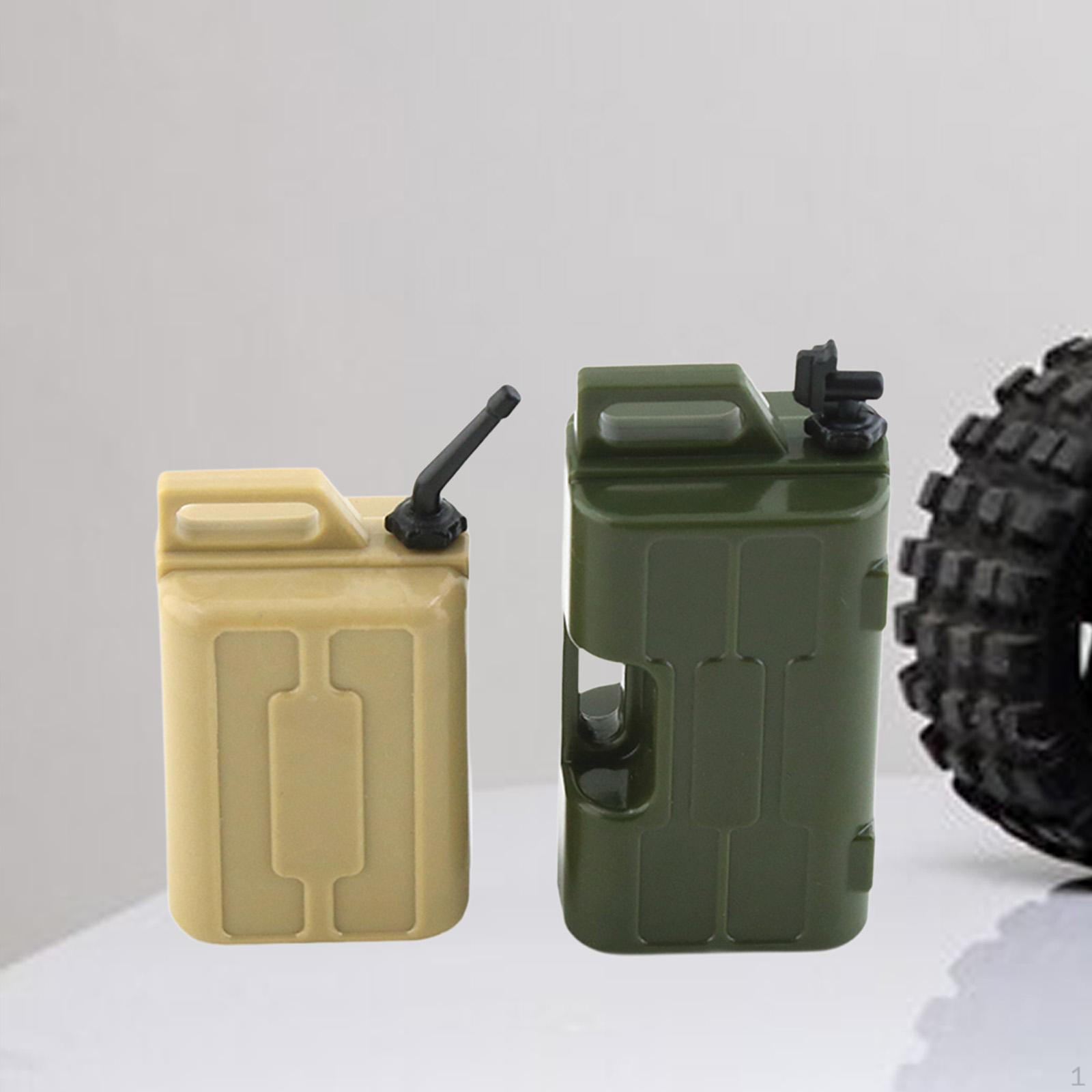 

2 Pieces 1/10 Scale Mini Fuel and Gas Can RC Accessories Easy to Install Container Oil Drum for Green and Khaki