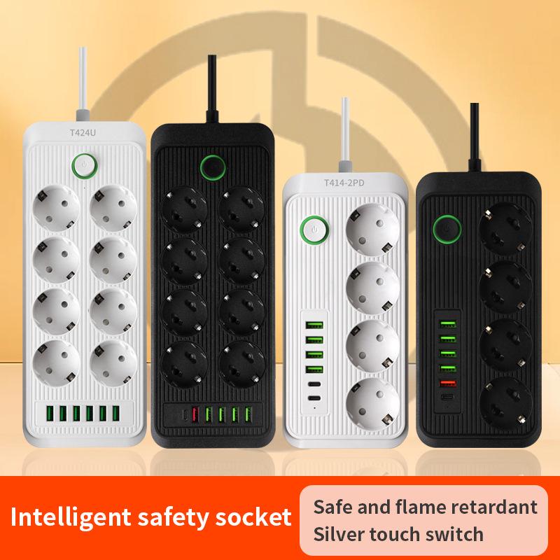 European Standard 16A Power Strip with Two-Pin Socket for Russian, German, Korean, and Austrian Use