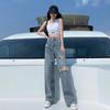 High-Waist Slim Ripped Jeans for Women - Versatile Summer 2022 Loose Wide-Leg Pants